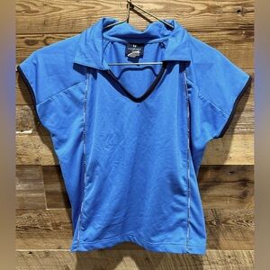 Vuarnet Sport polo shirt golf tennis vintage look blue collar moisture wicking S